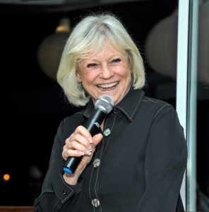 Sue Barker enjoying a Q and A session at The Wharf